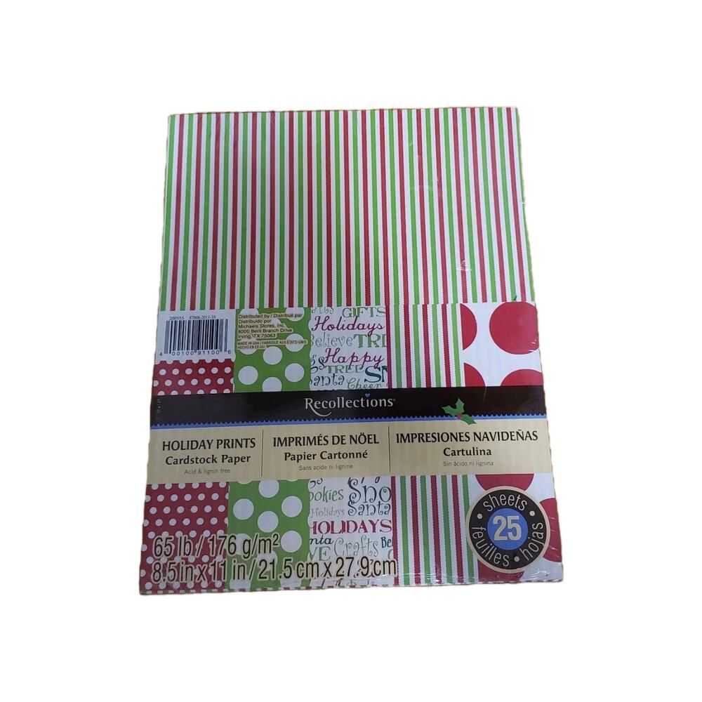 Recollections 8.5x11 Cardstock Paper Holiday Prints Acid Lignin Free New
